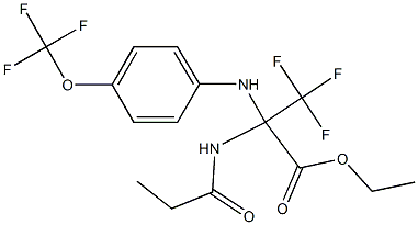 ethyl 3,3,3-trifluoro-2-(propionylamino)-2-[4-(trifluoromethoxy)anilino]propanoate Struktur