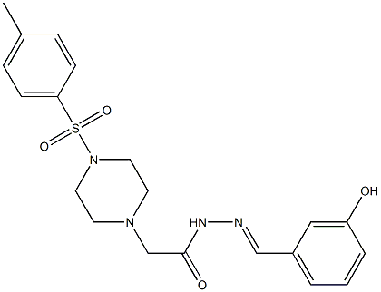 N'-(3-hydroxybenzylidene)-2-{4-[(4-methylphenyl)sulfonyl]-1-piperazinyl}acetohydrazide Struktur