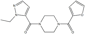 1-[(1-ethyl-1H-pyrazol-5-yl)carbonyl]-4-(2-furoyl)piperazine Struktur