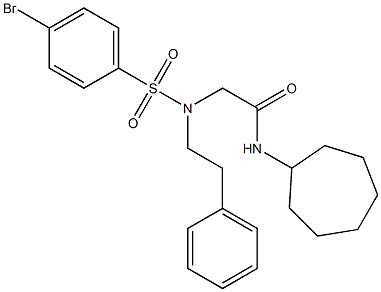 2-[[(4-bromophenyl)sulfonyl](2-phenylethyl)amino]-N-cycloheptylacetamide Struktur