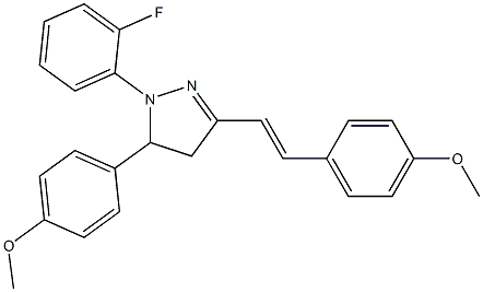 1-(2-fluorophenyl)-5-(4-methoxyphenyl)-3-[2-(4-methoxyphenyl)vinyl]-4,5-dihydro-1H-pyrazole Struktur