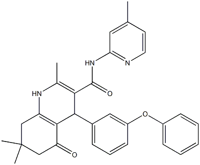 2,7,7-trimethyl-N-(4-methylpyridin-2-yl)-5-oxo-4-(3-phenoxyphenyl)-1,4,5,6,7,8-hexahydroquinoline-3-carboxamide Struktur