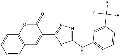 3-{5-[3-(trifluoromethyl)anilino]-1,3,4-thiadiazol-2-yl}-2H-chromen-2-one Struktur