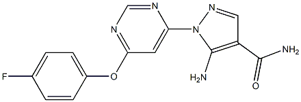 5-amino-1-[6-(4-fluorophenoxy)-4-pyrimidinyl]-1H-pyrazole-4-carboxamide Struktur