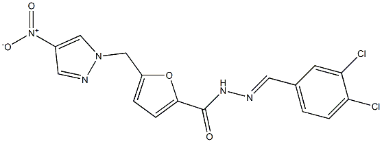 N'-(3,4-dichlorobenzylidene)-5-({4-nitro-1H-pyrazol-1-yl}methyl)-2-furohydrazide Struktur