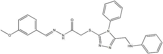 2-{[5-(anilinomethyl)-4-phenyl-4H-1,2,4-triazol-3-yl]sulfanyl}-N'-(3-methoxybenzylidene)acetohydrazide Struktur