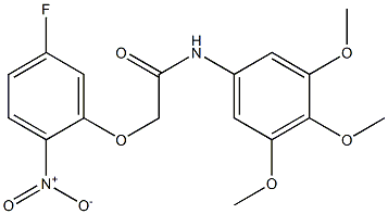 2-{5-fluoro-2-nitrophenoxy}-N-(3,4,5-trimethoxyphenyl)acetamide Struktur