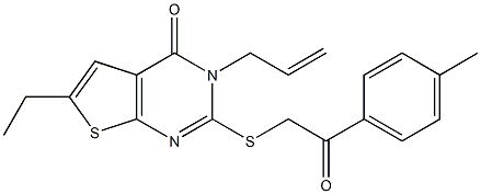 3-allyl-6-ethyl-2-{[2-(4-methylphenyl)-2-oxoethyl]sulfanyl}thieno[2,3-d]pyrimidin-4(3H)-one Struktur