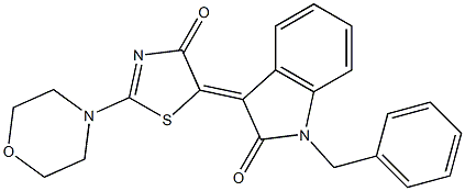 1-benzyl-3-(2-(4-morpholinyl)-4-oxo-1,3-thiazol-5(4H)-ylidene)-1,3-dihydro-2H-indol-2-one Struktur