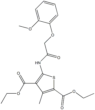 diethyl 5-{[(2-methoxyphenoxy)acetyl]amino}-3-methyl-2,4-thiophenedicarboxylate Struktur