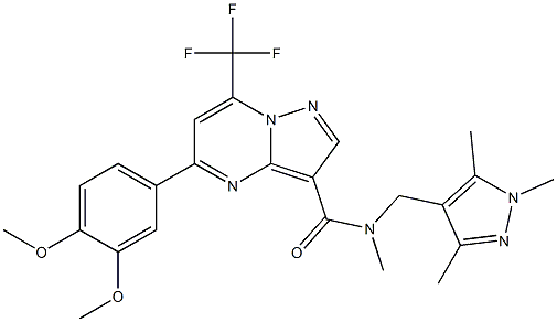 5-(3,4-dimethoxyphenyl)-N-methyl-7-(trifluoromethyl)-N-[(1,3,5-trimethyl-1H-pyrazol-4-yl)methyl]pyrazolo[1,5-a]pyrimidine-3-carboxamide Struktur