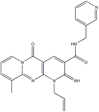 1-allyl-2-imino-10-methyl-5-oxo-N-(pyridin-3-ylmethyl)-1,5-dihydro-2H-dipyrido[1,2-a:2,3-d]pyrimidine-3-carboxamide Struktur