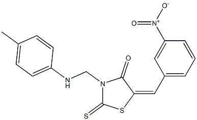 5-{3-nitrobenzylidene}-2-thioxo-3-(4-toluidinomethyl)-1,3-thiazolidin-4-one Struktur