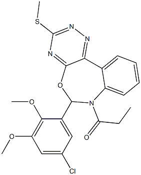 6-(5-chloro-2,3-dimethoxyphenyl)-3-(methylsulfanyl)-7-propionyl-6,7-dihydro[1,2,4]triazino[5,6-d][3,1]benzoxazepine Struktur