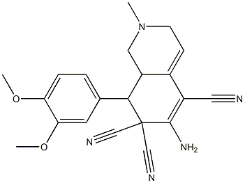 6-amino-8-(3,4-dimethoxyphenyl)-2-methyl-2,3,8,8a-tetrahydroisoquinoline-5,7,7(1H)-tricarbonitrile Struktur