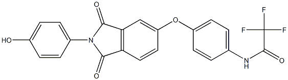 2,2,2-trifluoro-N-(4-{[2-(4-hydroxyphenyl)-1,3-dioxo-2,3-dihydro-1H-isoindol-5-yl]oxy}phenyl)acetamide Struktur