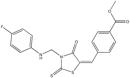 methyl 4-({3-[(4-fluoroanilino)methyl]-4-oxo-2-thioxo-1,3-thiazolidin-5-ylidene}methyl)benzoate Struktur