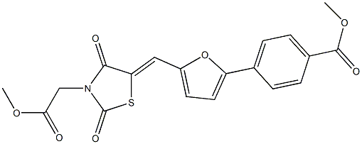 methyl 4-(5-{[3-(2-methoxy-2-oxoethyl)-2,4-dioxo-1,3-thiazolidin-5-ylidene]methyl}-2-furyl)benzoate Struktur