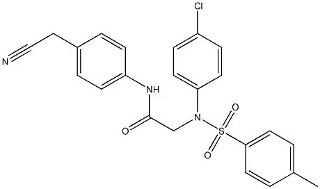 2-{4-chloro[(4-methylphenyl)sulfonyl]anilino}-N-[4-(cyanomethyl)phenyl]acetamide Struktur