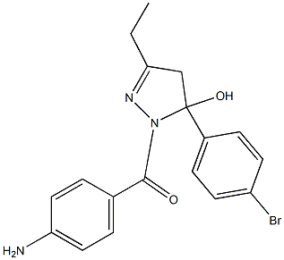 1-(4-aminobenzoyl)-5-(4-bromophenyl)-3-ethyl-4,5-dihydro-1H-pyrazol-5-ol Struktur