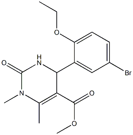 methyl 4-(5-bromo-2-ethoxyphenyl)-1,6-dimethyl-2-oxo-1,2,3,4-tetrahydropyrimidine-5-carboxylate Struktur