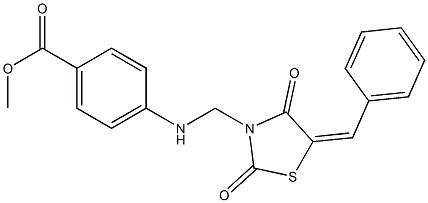 methyl 4-{[(5-benzylidene-2,4-dioxo-1,3-thiazolidin-3-yl)methyl]amino}benzoate Struktur