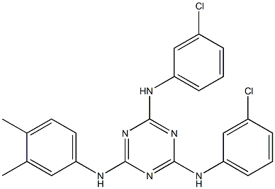 N-[4,6-bis(3-chloroanilino)-1,3,5-triazin-2-yl]-N-(3,4-dimethylphenyl)amine Struktur