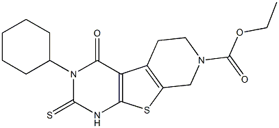 ethyl 3-cyclohexyl-4-oxo-2-thioxo-1,3,4,5,6,8-hexahydropyrido[4',3':4,5]thieno[2,3-d]pyrimidine-7(2H)-carboxylate Struktur