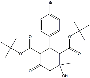 di(tert-butyl) 2-(4-bromophenyl)-4-hydroxy-4-methyl-6-oxo-1,3-cyclohexanedicarboxylate Struktur