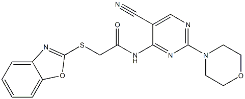 2-(1,3-benzoxazol-2-ylsulfanyl)-N-(5-cyano-2-morpholino-pyrimidin-4-yl)acetamide Struktur