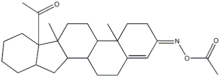 6b-acetyl-4a,6a-dimethyl-3,4,4a,4b,5,6,6a,6b,7,8,9,10,10a,11,11a,11b,12,13-octadecahydro-2H-indeno[2,1-a]phenanthren-2-one O-acetyloxime Struktur