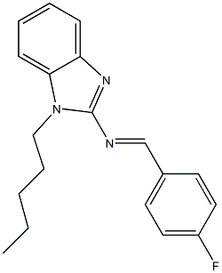 N-(4-fluorobenzylidene)-N-(1-pentyl-1H-benzimidazol-2-yl)amine Struktur