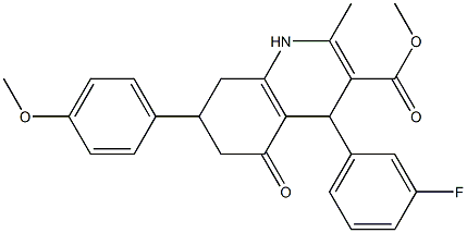 methyl 4-(3-fluorophenyl)-7-(4-methoxyphenyl)-2-methyl-5-oxo-1,4,5,6,7,8-hexahydro-3-quinolinecarboxylate Struktur