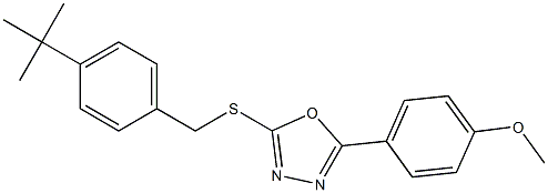 4-{5-[(4-tert-butylbenzyl)sulfanyl]-1,3,4-oxadiazol-2-yl}phenyl methyl ether Struktur