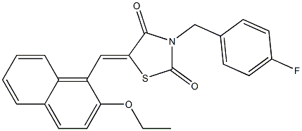 5-[(2-ethoxy-1-naphthyl)methylene]-3-(4-fluorobenzyl)-1,3-thiazolidine-2,4-dione Struktur