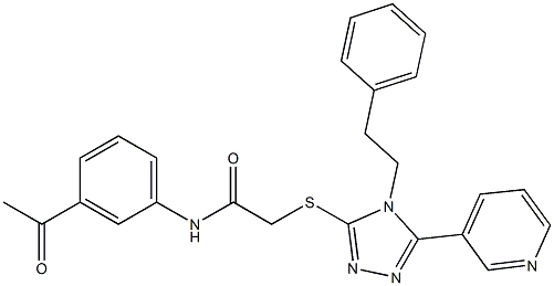 N-(3-acetylphenyl)-2-{[4-(2-phenylethyl)-5-(3-pyridinyl)-4H-1,2,4-triazol-3-yl]sulfanyl}acetamide Struktur