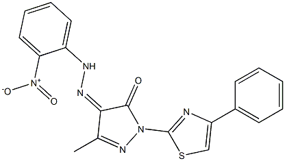 3-methyl-1-(4-phenyl-1,3-thiazol-2-yl)-1H-pyrazole-4,5-dione 4-({2-nitrophenyl}hydrazone) Struktur