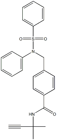 N-(1,1-dimethyl-2-propynyl)-4-{[(phenylsulfonyl)anilino]methyl}benzamide Struktur