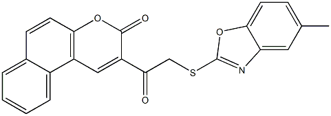 2-{[(5-methyl-1,3-benzoxazol-2-yl)sulfanyl]acetyl}-3H-benzo[f]chromen-3-one Struktur