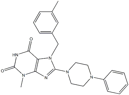 3-methyl-7-(3-methylbenzyl)-8-(4-phenyl-1-piperazinyl)-3,7-dihydro-1H-purine-2,6-dione Struktur