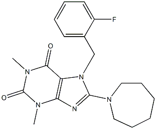 8-(1-azepanyl)-7-(2-fluorobenzyl)-1,3-dimethyl-3,7-dihydro-1H-purine-2,6-dione Struktur