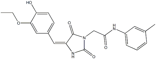 2-[4-(3-ethoxy-4-hydroxybenzylidene)-2,5-dioxo-1-imidazolidinyl]-N-(3-methylphenyl)acetamide Struktur