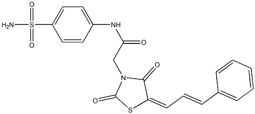 N-[4-(aminosulfonyl)phenyl]-2-[2,4-dioxo-5-(3-phenyl-2-propenylidene)-1,3-thiazolidin-3-yl]acetamide Struktur