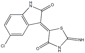 5-chloro-3-(2-imino-4-oxo-1,3-thiazolidin-5-ylidene)-1,3-dihydro-2H-indol-2-one Struktur