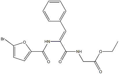 ethyl ({2-[(5-bromo-2-furoyl)amino]-3-phenylacryloyl}amino)acetate Struktur