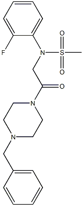 N-[2-(4-benzyl-1-piperazinyl)-2-oxoethyl]-N-(2-fluorophenyl)methanesulfonamide Struktur