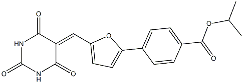 isopropyl 4-{5-[(2,4,6-trioxotetrahydro-5(2H)-pyrimidinylidene)methyl]-2-furyl}benzoate Struktur