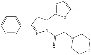 4-{2-[5-(5-methyl-2-furyl)-3-phenyl-4,5-dihydro-1H-pyrazol-1-yl]-2-oxoethyl}morpholine Struktur