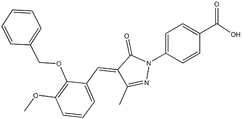 4-{4-[2-(benzyloxy)-3-methoxybenzylidene]-3-methyl-5-oxo-4,5-dihydro-1H-pyrazol-1-yl}benzoic acid Struktur