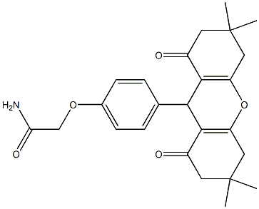 2-[4-(3,3,6,6-tetramethyl-1,8-dioxo-2,3,4,5,6,7,8,9-octahydro-1H-xanthen-9-yl)phenoxy]acetamide Struktur